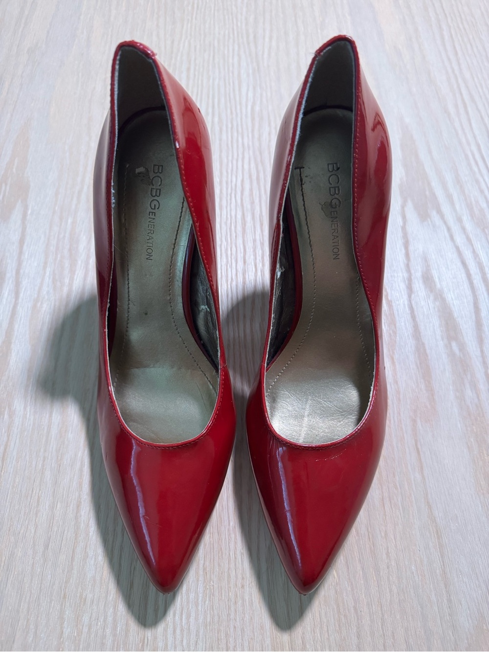 BCBGeneration Red Patent Pointed Toe Pumps